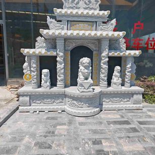 衢州芝麻白中国黑石材套墓 花岗岩墓碑